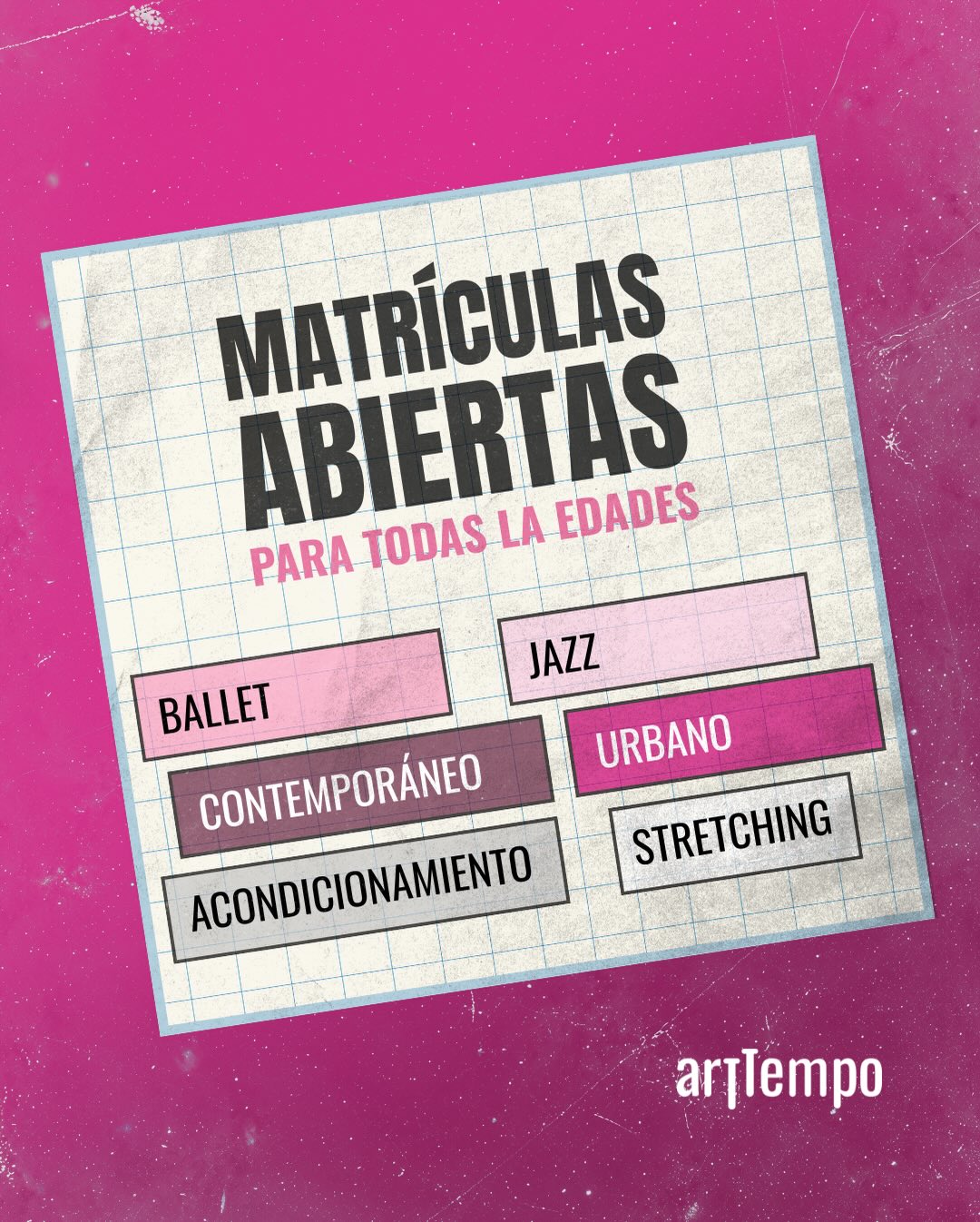 Matrículas abiertas Arttempo